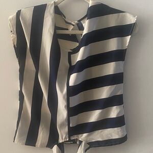 Striped Sleeveless Blouse - Black & Cream